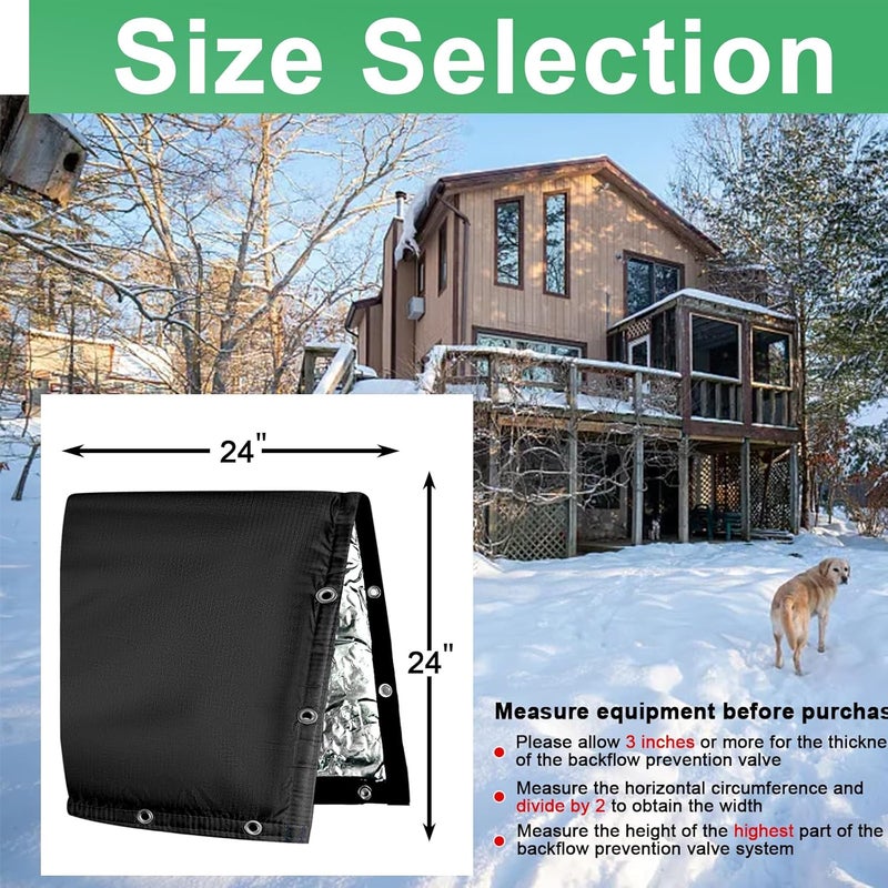Adamoss Backflow Preventer Insulated Cover (5F) 6-Layer Fabric Pipe Insulation Cover for Water Well Pump and Sprinkler Valve Winter Freeze Protection UV Coated (24" W X 24" H) - Image 4